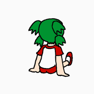 4chan animated anime clothes full_body glasses green_hair hair open_mouth soyjak stubble thumbnail_bait tshirt v_tan variant:unknown vore yotsoyba // 500x500 // 702.4KB