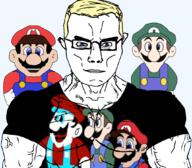 black_shirt blond cap chud clothes fortran hat luigi malleo mario mario_is_missing muscles nintendo overalls plumber subvariant:muscular_chud super_mario variant:chudjak video_game weegee // 1059x929 // 389.7KB