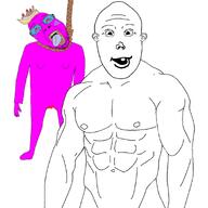 ack banana banana_split_ice_cream boylover_symbol buff hanging meta:bait meta:leaky muscles muscular_male noose pink_skin purple_skin quote quote_(user) toned tongue_out two_soyjaks variant:bernd variant:vlodson vloderald vlodson_will_always_be_a_gem white_background // 937x937 // 140.6KB
