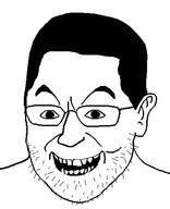 alternate ear eric_butts glasses hair open_mouth soyjak stubble variant:eric_butts // 380x467 // 15.5KB