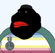 award badge black_skin bloodshot_eyes clothes fat flag flag:minor_attracted_person flag_shirt gynaecomastia hair jassy jassycuck natejak nigger obese pedophile red_lips text variant:meximutt // 888x849 // 13.5KB