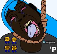 'p award blue_hair brown_skin grey_shirt jartybooru jartycuck logo p variant:bernd // 771x723 // 72.2KB