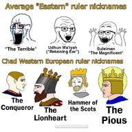 angry brainlet crying east hand hands_up history king knight multiple_soyjaks name nordic_chad open_mouth smug text title variant:soyak variant:wojak west // 1024x1024 // 174.9KB
