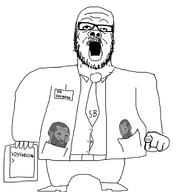arm clothes doctor dr_soyberg full_body gigachad glasses hand head_mirror leg meds mustache open_mouth pointing pointing_at_viewer soyjak stubble variant:a24_slowburn_soyjak wojak // 1454x1520 // 240.7KB
