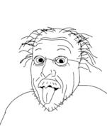 albert_einstein glasses hair mustache open_mouth soyjak stubble tongue variant:unknown // 1262x1600 // 199.9KB