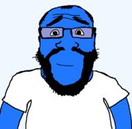 argyria arm balding beard blue_skin calm closed_mouth clothes glasses hair happy smile soyjak subvariant:science_lover template transparent transparent_background variant:markiplier_soyjak // 800x789 // 33.5KB