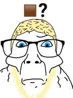 a10_eyes aryan blond blue_eyes brown closed_mouth confused emoticon glasses hair question_mark raised_eyebrow self_insert square stubble subvariant:dykeson variant:dylanjak 🏳️‍🌈? // 960x1280 // 87.5KB