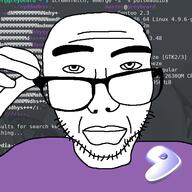 closed_mouth clothes console gentoo glasses hand holding_object linux soyjak stubble terminal variant:sobot // 548x548 // 63.2KB