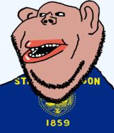 1859 amerimutt black_sclera brown_skin clothes ear flag flag:oregon hair lips mutt open_mouth oregon soyjak star_(symbol) state stubble subvariant:impish_amerimutt text transparent_background united_states variant:impish_soyak_ears // 685x800 // 75.7KB
