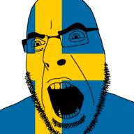 angry country cross flag glasses open_mouth soyjak stubble sweden variant:cobson // 721x720 // 10.5KB