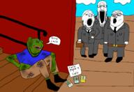 4soyjaks blue_shirt brown_pants caca clothes cloud frog full_body glasses green magic_the_gathering necktie open_mouth pepe soyjak stairs stretched_mouth stubble subvariant:impish_amerimutt suit trend:soyjak_trio variant:gapejak variant:impish_soyak_ears variant:markiplier_soyjak variant:tony_soprano_soyjak // 1310x900 // 320.7KB