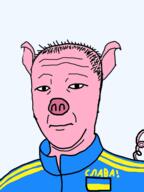 closed_mouth clothes ear flag hair kuz neutral pig pink_skin snout soyjak tail track_suit ukraine variant:kuzjak // 450x600 // 42.1KB