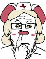 blond blush clothes ear eyelashes furry hair hat nurse picking_nose stubble terrible_mouse variant:markiplier_soyjak // 196x255 // 28.9KB