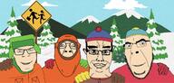 4soyjaks bus_stop chud_troon_alliance clothes cloud ear eric_cartman friendship glasses glove hat hoodie jacket kenny_mccormick kyle_broflovski looking_at_you mountain no_more_brother_wars sign smile snow south_park soyjak stan_marsh stubble subvariant:chudjak_front tree variant:bernd variant:chudjak variant:cobson variant:feraljak // 1273x613 // 83.5KB