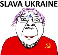 communism glasses hair hammer_and_sickle happy mustache pedophile purple_hair smile soyjak stubble tattoo text tranny ukraine variant:bernd // 880x831 // 198.1KB