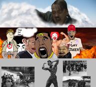 4soyjaks adolf_hitler america_first amerimutt black_skin cap chains closed_mouth clothes communism cross dead donald_trump downfall_(movie) ear evil fat fire gay gigachad glasses hair hat heart heaven hell i_love joseph_stalin magnifying_glass mcdonalds mexican_twink mexico meximutt mustache nick_fuentes nigger penis pointy_ears pol_(4chan) ronald_mcdonald sex smile soviet_union soyjak stubble swastika text tranny tshirt variant:chudjak variant:cobson variant:shirtjak variant:unknown yellow_hair // 2507x2267 // 4.5MB