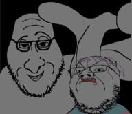 animated arm blood bloodshot_eyes clenched_teeth glasses hair hand holding_object meta:tagme mustache purple_hair shooting smile smug soyjak stubble subvariant:scholar subvariant:smugjak_front tranny variant:gapejak variant:smugjak yellow_teeth // 1530x1317 // 1.5MB