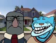 2soyjaks angry big_mose cartoon cartoon_network clothes ear gumball_watterson half_open_mouth house irl laughing mcdonalds puppet smile stubble subvariant:euromutt subvariant:impish_amerimutt suit the_amazing_world_of_gumball trollface variant:impish_soyak_ears // 946x719 // 452.3KB