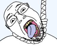 glasses hanging open_mouth rope soyjak stubble suicide teeth template tongue variant:bernd yellow_teeth // 768x719 // 22.7KB