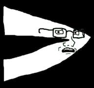 animated arrow glasses greentext scared soyjak strobe subvariant:soyak_(concerned) variant:soyak // 429x402 // 10.6KB