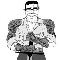 berserk buff chud closed_mouth glasses guts_(berserk) muscles sad sword variant:chudjak // 1500x1500 // 149.2KB