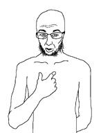 bald beard glasses hand pointing soyjak template variant:unknown white_background wrinkles // 768x1008 // 24.5KB