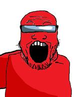 among_us goggles open_mouth red red_skin soyjak stubble variant:markiplier_soyjak video_game // 517x635 // 68.9KB
