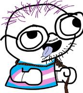 arm excited glasses hair hand mustache noose open_mouth purple_hair rope soyjak stubble suicide tongue tranny variant:fsjaljak // 750x838 // 241.8KB