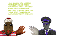 brown_skin clothes dap_chhuon(user) faggot flag:femboy_pride_flag flag:lgbt_pride_flag flag:morocco flag:transgender_pride_flag gay glasses greentext hat hello_my_name_is_(sticker) islam kocek meta:namefags morostein_(user) mudslime oh_my_god_she_is_so_attractive open_mouth sisa sisa_eyes star_of_david stubble subvariant:chuzjak turban uniform variant:bernd variant:kuzjak white_background // 3967x2756 // 1.6MB