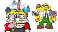artist:toonsoy banned_user bloodshot_eyes cartoon dizzy gem hammer happy janny meta:banner nate sign smug spinning subvariant:branigger twitter variant:brandon variant:cobson variant:meximutt variant:smugjak variant:soyak yellow_hair zoomer zoomer_hair // 1170x656 // 630.3KB