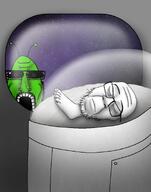 2soyjaks alien antenna background closed_eyes closed_mouth eyebrows foot glass glasses green_skin pod shading soyjak space stubble teeth variant:cobson variant:feraljak variant:flartson variant:glibblezorpson variant:sidjak window // 743x942 // 602.1KB