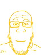 closed_mouth glasses gold smile soyjak stubble text variant:markiplier_soyjak // 600x800 // 15.4KB