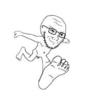 barefoot closed_mouth foot full_body glasses naked nsfw penis running small_penis smile smug soyjak stubble twp variant:soyak // 946x984 // 17.9KB