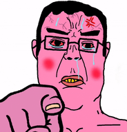 accessory anger_mark angry asset bloodshot_eyes blush crying ear finger hair hand leaking pink_skin pointing rotten_teeth series:pink_rage subvariant:a24_slowburn_chudjak sweating teeth variant:a24_slowburn_soyjak variant:chudjak vein yellow_teeth // 400x418 // 311.8KB