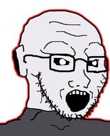 alien anime black_sclera dragon_ball dragon_ball_super glasses grey_alien jiren open_mouth soyjak stubble variant:soyak white_pupils // 644x800 // 56.1KB