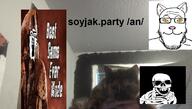 an animal cat closed_mouth ear fallout_new_vegas furry glasses hand happy holding_object looking_at_you open_mouth real_cat skeletonton stubble variant:a24_slowburn_soyjak variant:feraljak variant:markiplier_soyjak // 1268x720 // 250.7KB