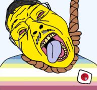 crying flag:japan glasses hanging jlolicon map_(pedophile) mustache narrow_eyes noose pedophile red_eyes rope tongue variant:bernd yellow_skin // 768x719 // 207.7KB