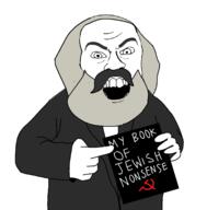 beard commie commie_pedo_troon communism hammer_and_sickle karl_marx mustache pointing variant:feraljak // 1500x1521 // 85.7KB