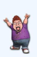 2 barnyard blue_eyes ginger_hair glasses jeans open_mouth pink_skin purple_shirt sneakers stubble variant:bernd // 324x500 // 152.9KB