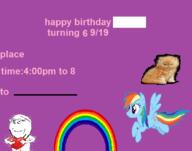 animal arm cat glasses hand heart holding_heart holding_object meta:tagme my_little_pony purple_background rainbow rainbow_dash smile soyjak stubble subvariant:wholesome_soyjak text variant:gapejak // 654x516 // 44.4KB