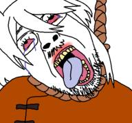 bloodshot_eyes clothes crying funamusea glasses hair hanging open_mouth rope stubble togetsu tranny variant:bernd white_background white_hair // 450x417 // 19.4KB