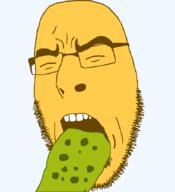 ear emoticon glasses nauseated open_mouth series:soymoji sick soyjak stubble variant:cobson vomit yellow yellow_skin // 775x849 // 35.5KB