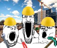 construction construction_worker hand hands_up helmet industrial_helmet minecraft pickaxe pliers variant:gapejak variant:markiplier_soyjak variant:soyak variant:tony_soprano_soyjak white worker wrench // 828x700 // 495.4KB