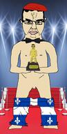 angry award beret bow_tie chudcel clitty flag:quebec glasses gold hand holding_object imperator_(user) quebec red_carpet swastika tan_skin tiniest_pecker_award tiny_penis trophy variant:chudjak // 956x1900 // 175.2KB