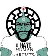 artificial_intelligence black_eyes black_sclera blacksun buff chatgpt clothes full_body glasses green_skin i_hate punisher_face red_eyes red_pupils robot sonnenrad subvariant:science_lover variant:markiplier_soyjak // 1059x1222 // 119.2KB
