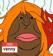 black_skin brown_skin caiculatedrisk closed_mouth fat hair hair_ornament hello_my_name_is_(sticker) looking_at_you mutt nigger obese orange_hair pooner stinky subvariant:meximutt_front3 text transparent_background variant:meximutt yellow_sclera // 796x849 // 57.2KB