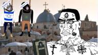 ack beard bible bible_verse chirho christian_identity christianity cross eagle flag flag:israel hamas hanged hanging headband islam israel jerusalem jesus jesus_christ judaism matthew_(bible) matthew_7:15 meta:tagme orthodox_church orthodox_cross revelation_(bible) revelation_3:9 russian_language star_of_david subvariant:perceptive_chud symbol variant:chudjak // 1920x1080 // 2.1MB