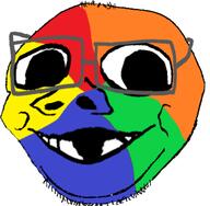 baby colorful deformed glasses hair soyjak stubble subvariant:nathaniel variant:gapejak // 530x520 // 123.4KB