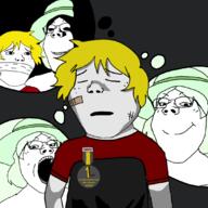 5soyjaks badge biting_lip clothes creepy crying crystal_cafe female green_hair hair hat meta:DELETE_THIS_JANNIES_PLEASE meta:delete nate ominous sleeping soyjak subvariant:gapejak_female subvariant:shoyta thought_bubble variant:gapejak yellow_hair // 1080x1080 // 379.0KB