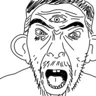 angry doctor_strange ear hair marvel multiple_eyes open_mouth soyjak stubble variant:benedict_cumberjak2 // 1152x1149 // 355.2KB